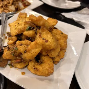 Red dry chili fish filet