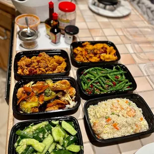 Chongqing Style Hot Chicken, Sichuan Crispy Fish, Jade Tofu Shrimp, Garlic Cucumber, Shrimp Fried Rice, Dry Cooked String Beans