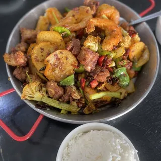 Dry pot Spareribs and Prawns