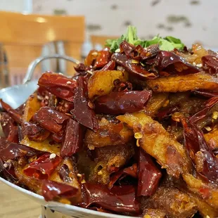 a large bowl of chilis
