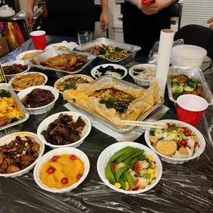 a table full of food