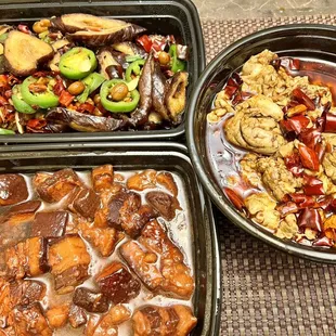 72. Chef&apos;s Special Pork in Brown Sauce, 70. Pan Fried Pig Intestine, 81. Szechuan Spicy Pig Brain
