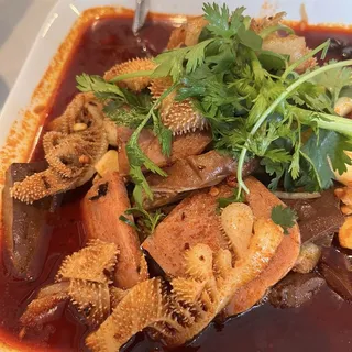 64. Steam Intestine and Pig Blood in Spicy Sauce