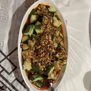 Szechuan style cucumber salad