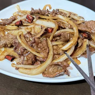 Mongolian Beef. Very good! Flavorful throughout.