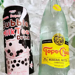 two bottles of bubble milk tea