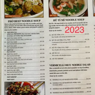 the menu of the restaurant