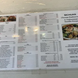 menu
