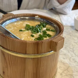 Steam Tofu with Crab meat and Egg Yolk