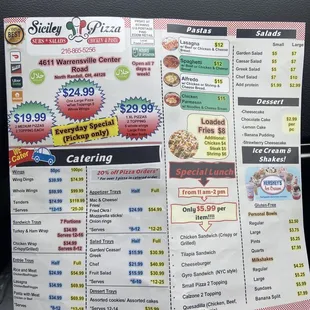 a menu for a restaurant