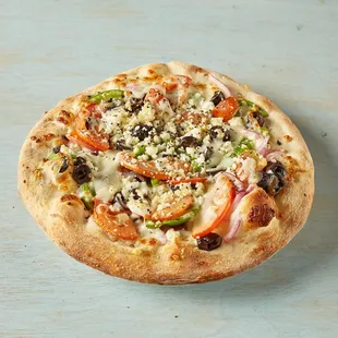 a closeup of a pizza