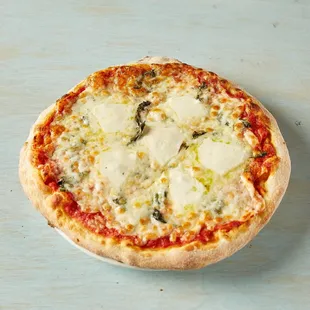 a closeup of a pizza