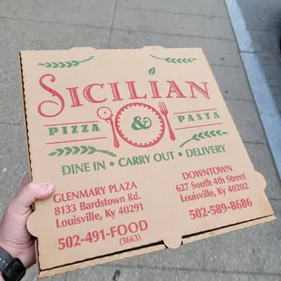 Sicilian Pizza Box going for a walk.