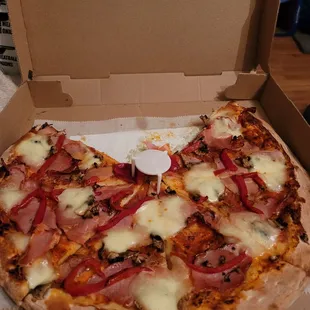 Sicilan Pizza with country ham instead of proscuitto. So salty.