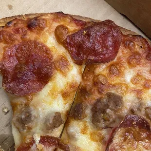 Sausage added to this when my friend doesn&apos;t eat pork (the pepperoni was their beef pepperoni)