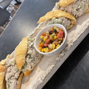 Homemade Chicken Salad with a side of Cowboy Caviar