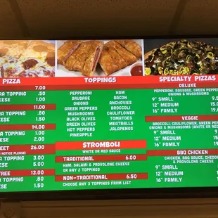 menu and prices