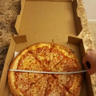 My pizza was yummy and exactly 10 inches as promised.