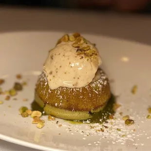 Mt. Edna (pistachio lava cake with fig gelato)