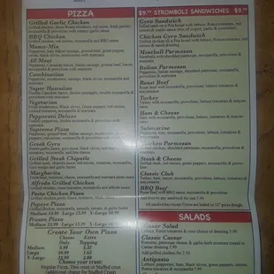 Back of menu, top half