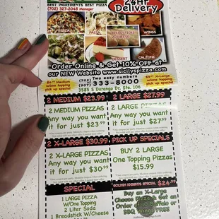 Menu with deals!