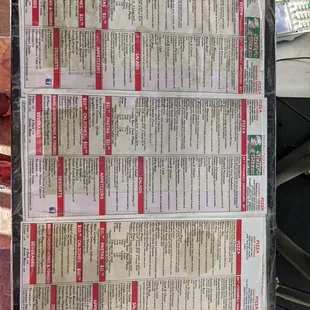 Full menu