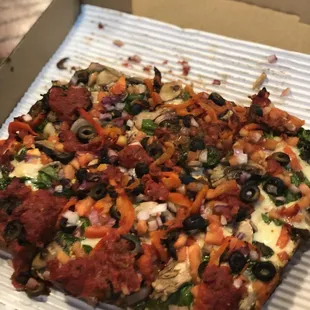 Tree Hugger Veggie Pizza - Detroit Style Deep Dish