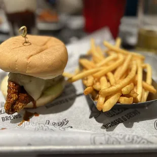 Hot chicken sandwich- highly recommend