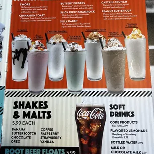 Milkshakes menu 1/2025