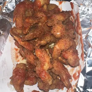 a pile of fried fish