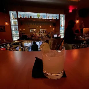 a drink in a glass