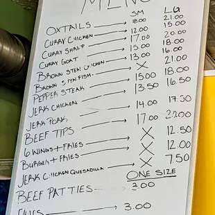 the menu