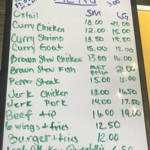 menu