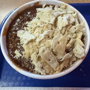Chili &amp; crackers.