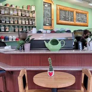 a bar with stools