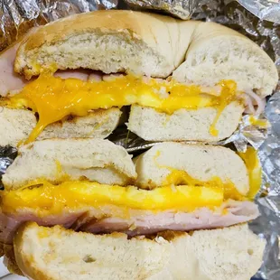 Ham, Egg and Cheese Breakfast Sandwich