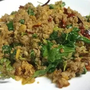 Slightly spicy basil chicken using peppers and herbs from here....