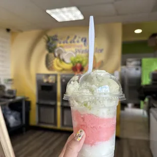 Amazing water ice!! We got the medium size which is $8 and can get up to 3 flavors