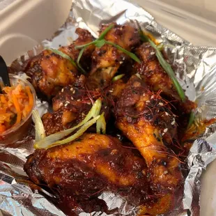 Gucci Gang (Gochujang) wings with house kimchi.