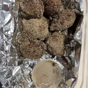 Biscuit Bits with condensed milk dipping sauce