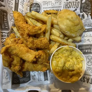 Tenders combo with a side of homemade Mac and cheese