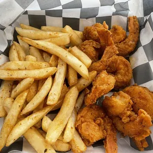 Cajun fried shrimp &amp; fries