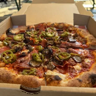 Meat sweats pie add jalapeños and mushrooms