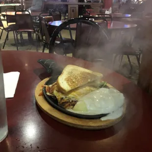 Hot skillet. It wasn't as good as it looks