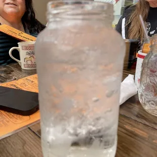 I love that they use or rather recycle jars for drinks.  This is Sprite on the rocks