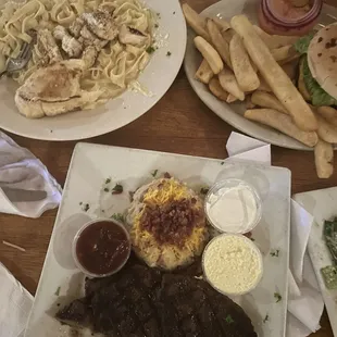 Blackened Chicken Alfredo, New York Strip