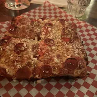Pepperoni pizza with hot honey