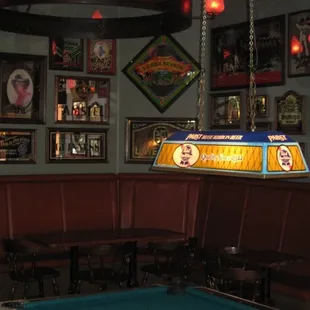 a pool table in a pub