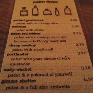 menu