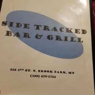 The menu cover